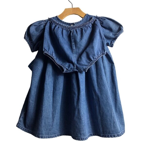 Baby Crew Embroidered Easter Bunnies Collar Denim Dress - Picture 4 of 7